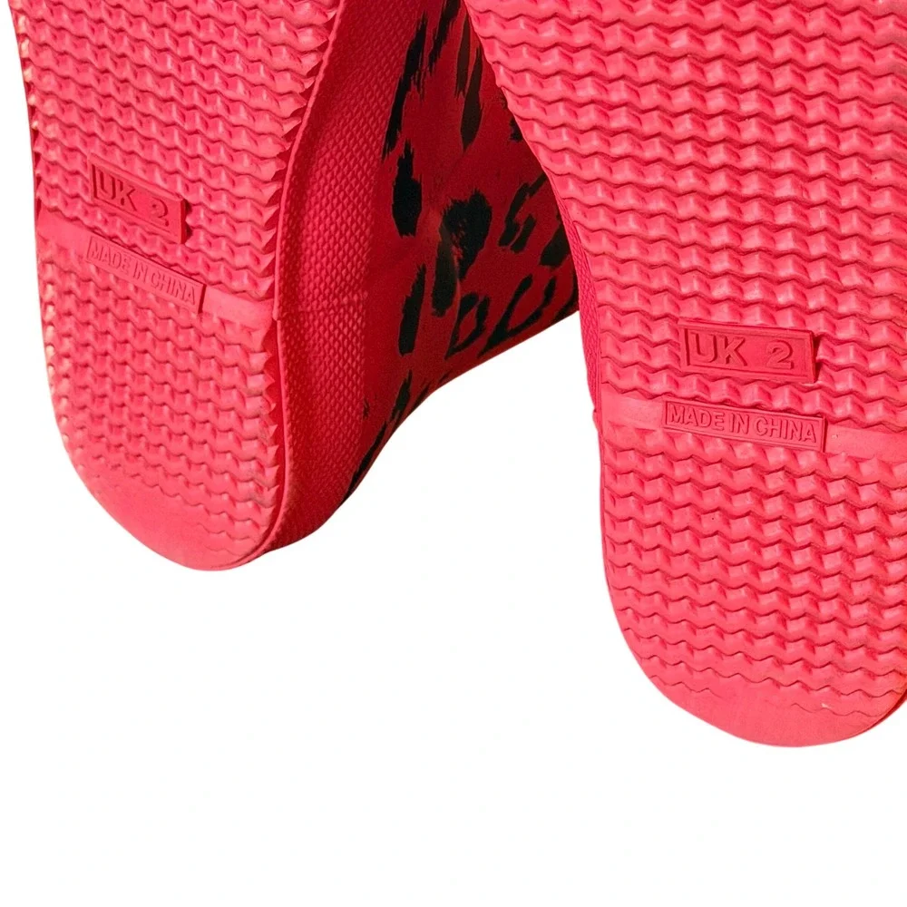 Hunter First Classic Rain Boots Kids Girls 4 Pink Leopard Hybrid Print Adventure